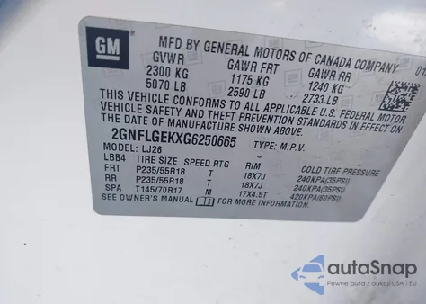 2016 Chevrolet Equinox Ltz z USA, uszkodzony, nr VIN 2GNFLGEKXG6250665